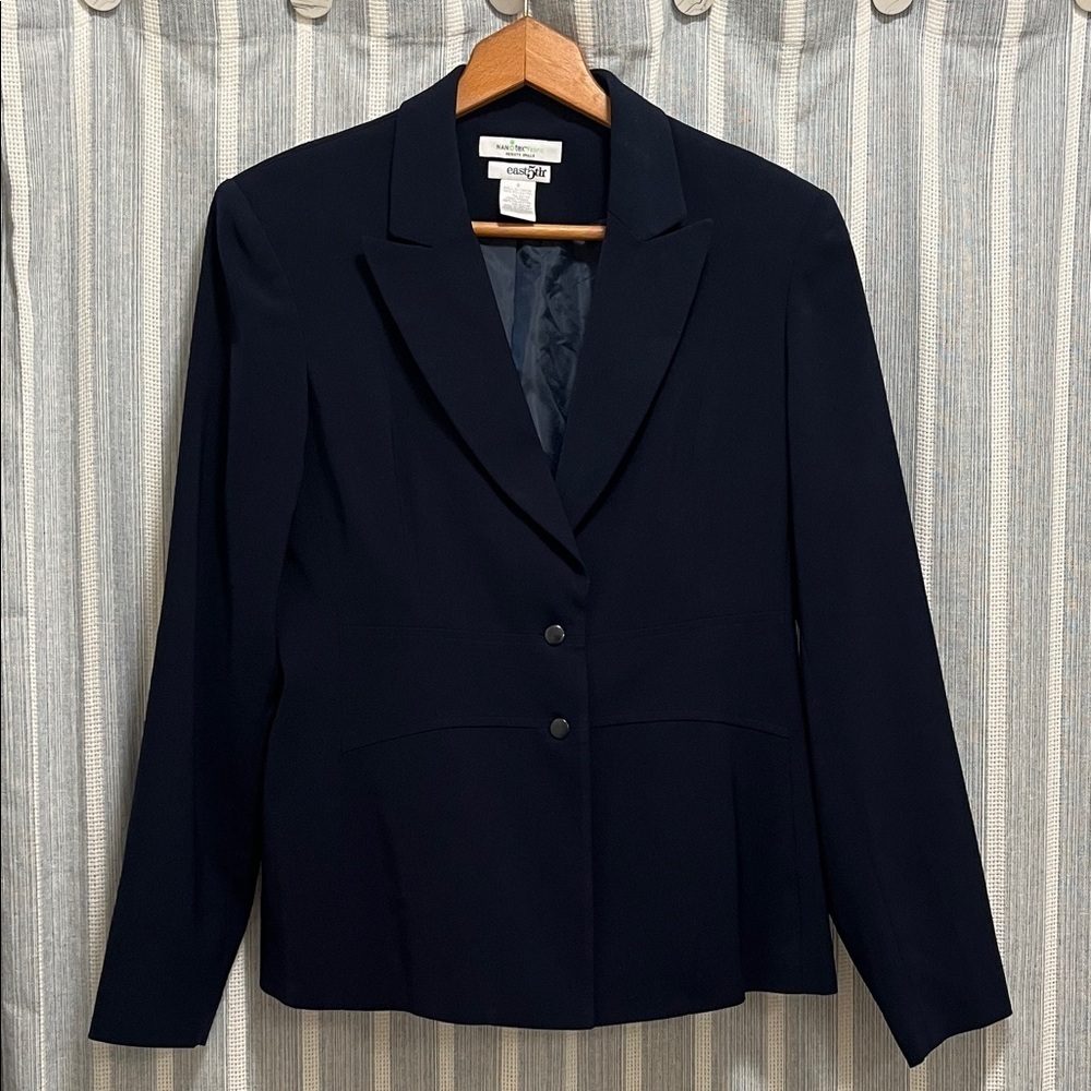 East 5th Womens Classic Navy Blue Lined Blazer Size 8